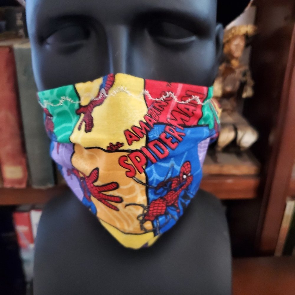 Cloth Face Mask - Silver/Copper Filters- Spiderman